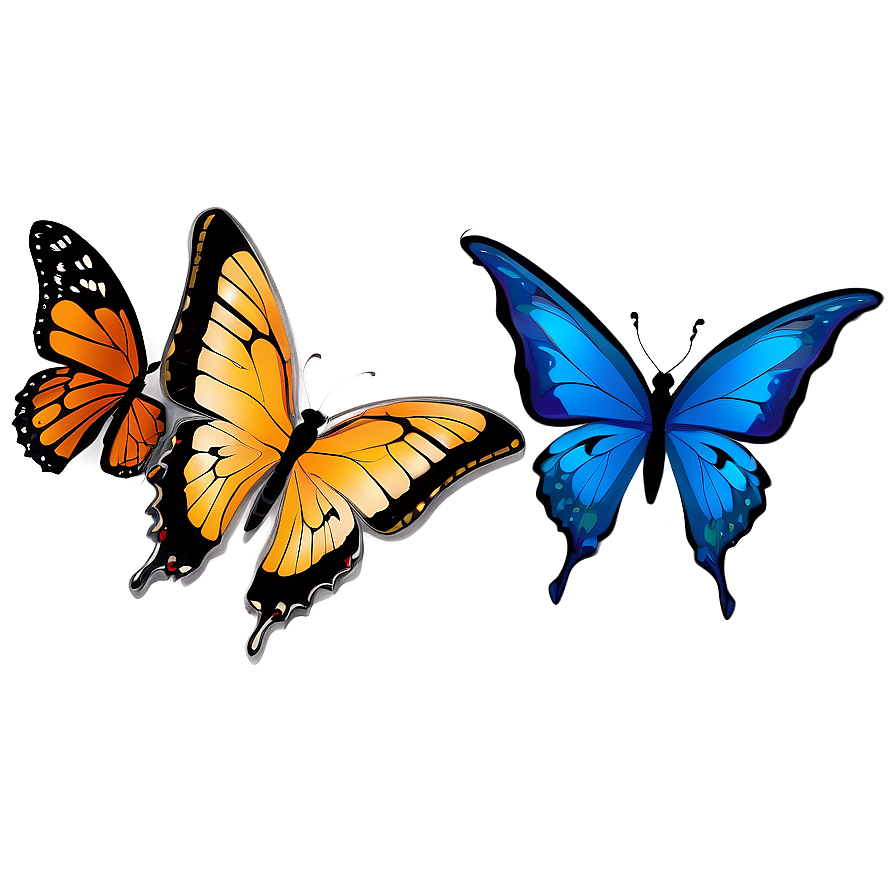 Cartoon Blue Butterflies Png 06132024