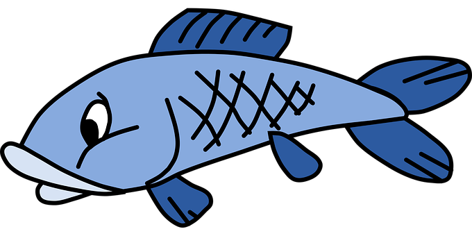 Cartoon Blue Fish Illustration