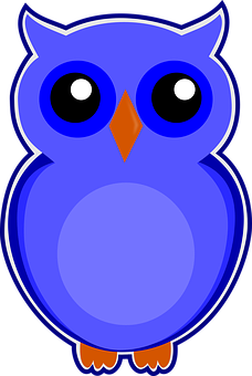 Cartoon Blue Owl PNG with transparent background