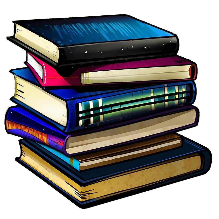 Cartoon Books Stack Png Dqp