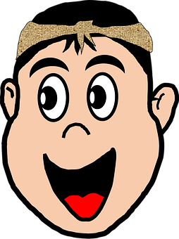 Cartoon Boy Happy Face PNG with transparent background