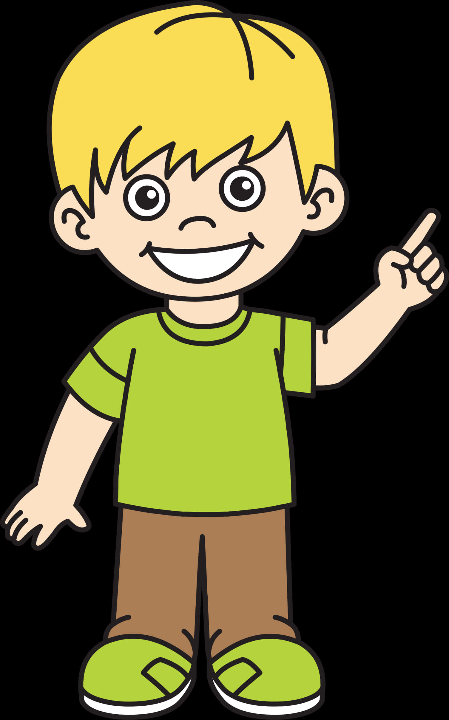 Cartoon Boy Pointing Up