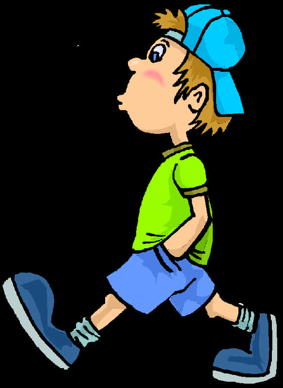 Cartoon Boy Walking Profile