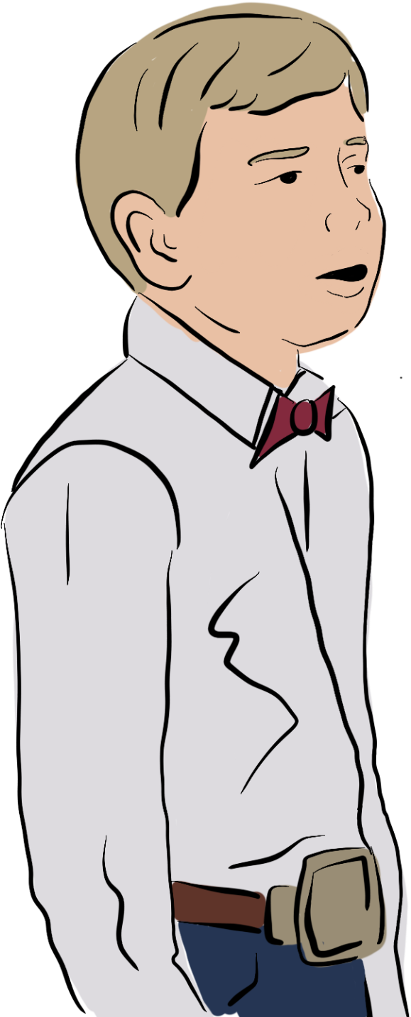 Cartoon Boyin White Shirtand Bow Tie PNG with transparent background