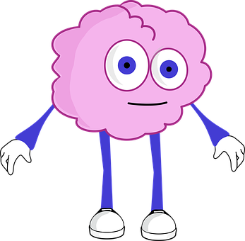 Cartoon Brain Character Standing PNG with transparent background
