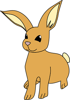 Cartoon Brown Bunny Graphic PNG with transparent background