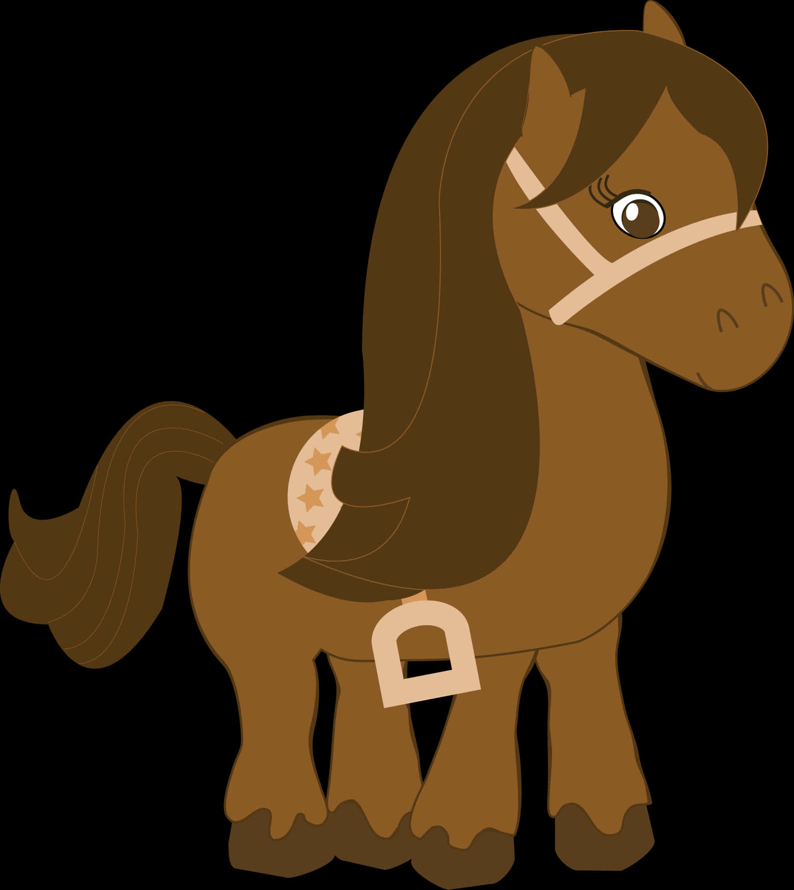 Cartoon Brown Horse Illustration