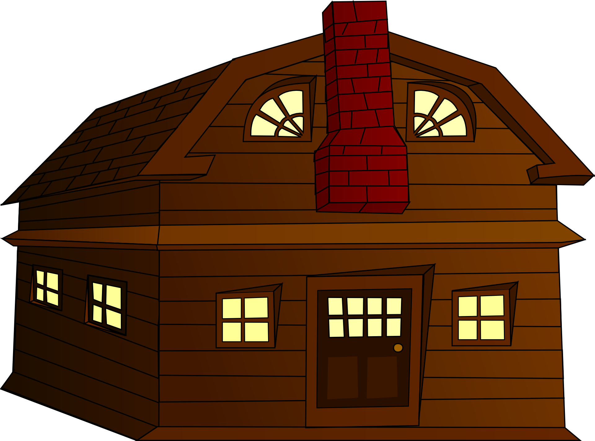 Cartoon Brown Housewith Red Chimney PNG with transparent background