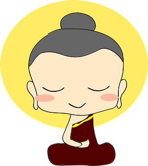 Cartoon Buddha Meditation PNG with transparent background