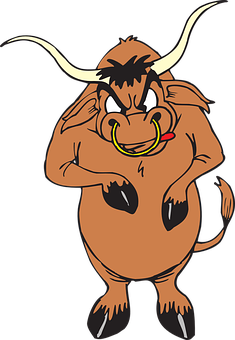 Cartoon Bull Character PNG with transparent background