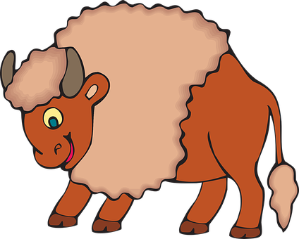 Cartoon Bull Illustration PNG with transparent background