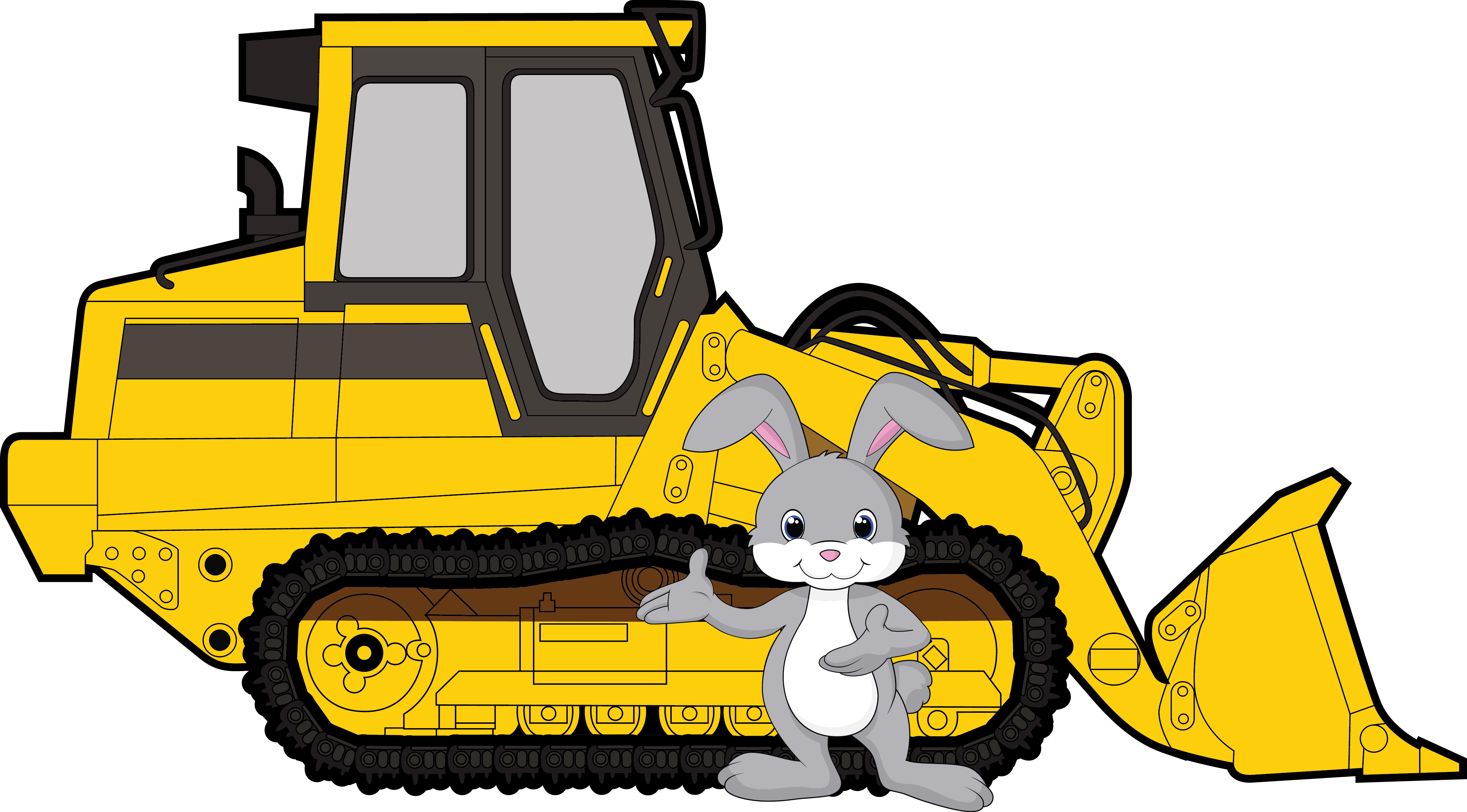 Cartoon Bulldozerand Rabbit