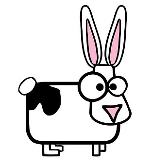 Cartoon Bunny Cow Hybrid PNG with transparent background