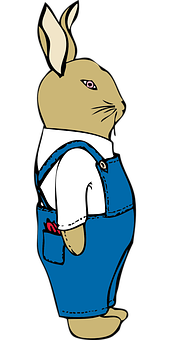 Cartoon Bunnyin Overalls PNG with transparent background