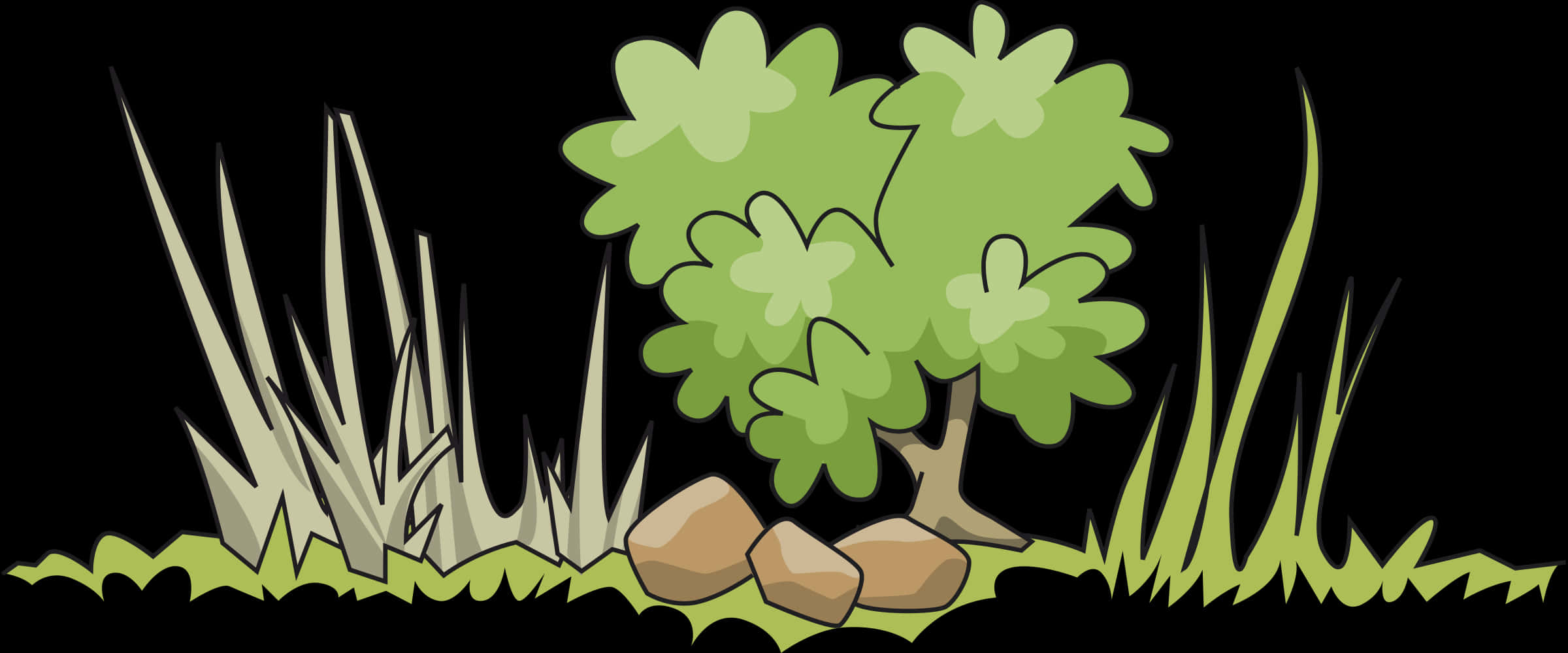 Cartoon Bushand Grass Vector