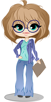 Cartoon Businesswoman Character PNG with transparent background