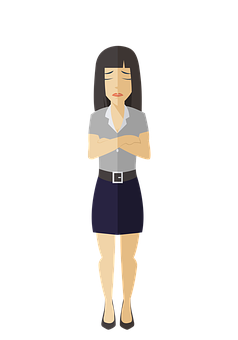 Cartoon Businesswoman Standing Sad