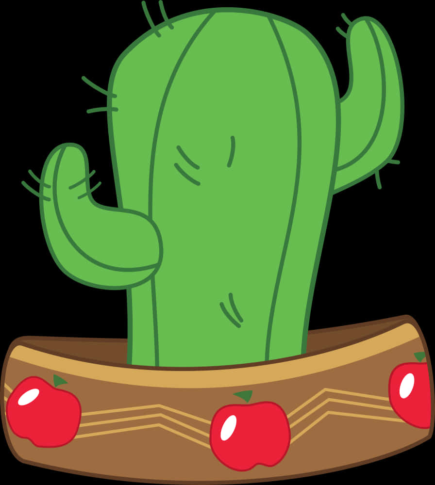 Cartoon Cactusin Pot PNG with transparent background