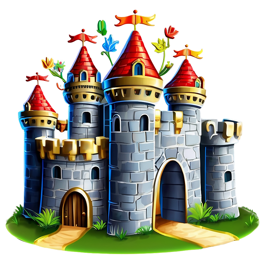 Cartoon Castle And Sun Png 06262024