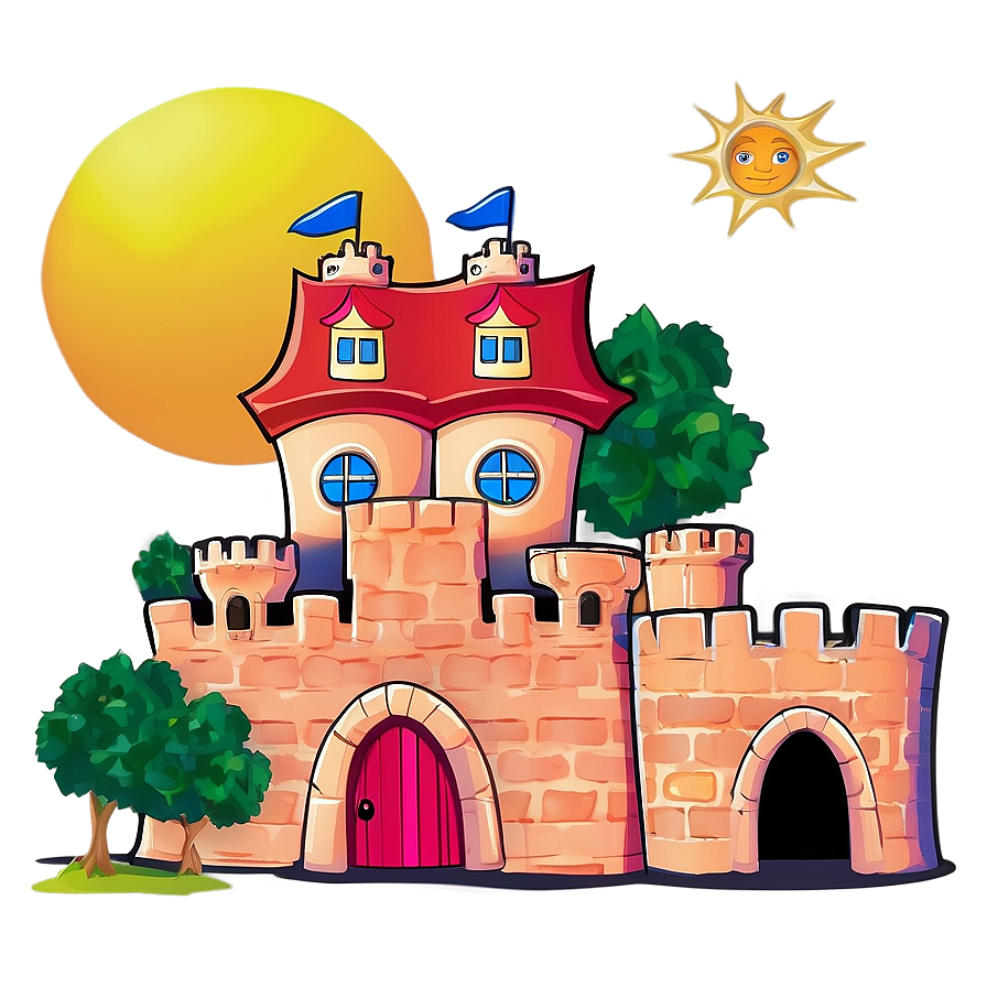 Cartoon Castle And Sun Png 06262024