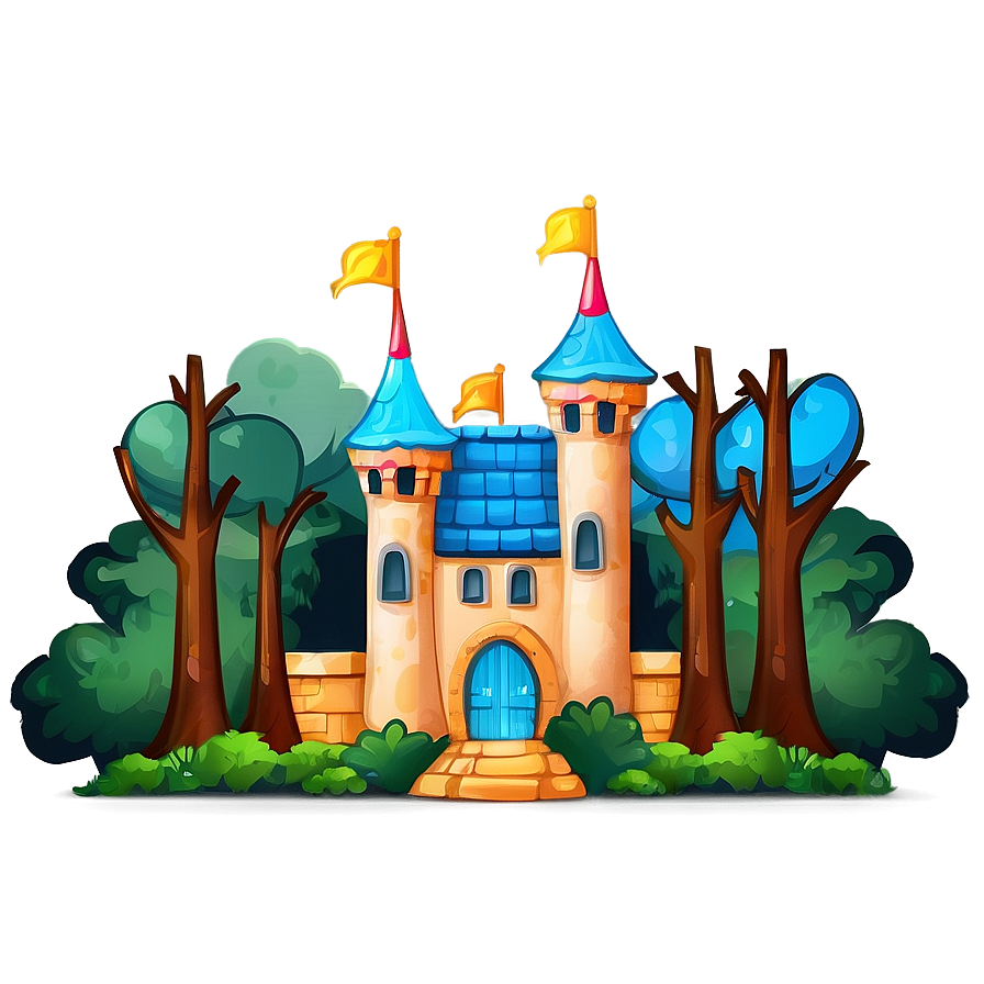 Cartoon Castle In Forest Png Guj