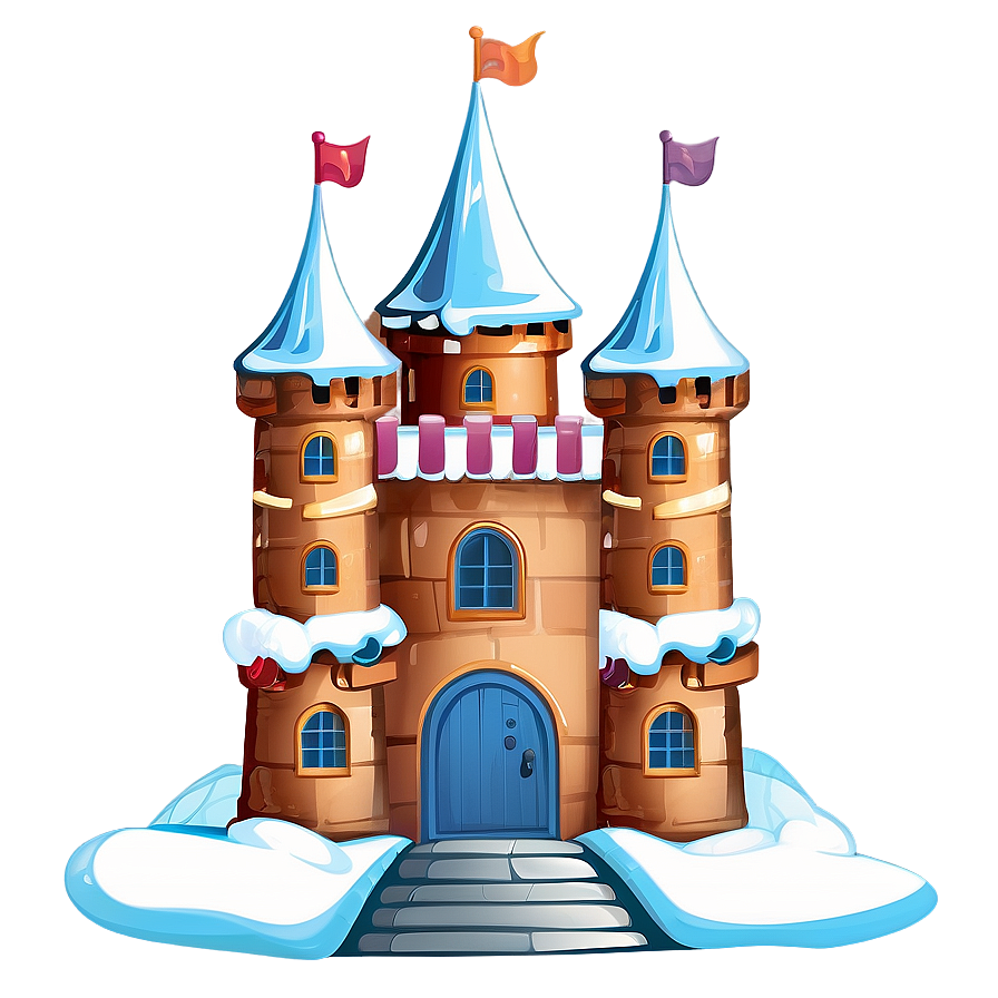 Cartoon Castle In Winter Png Kne