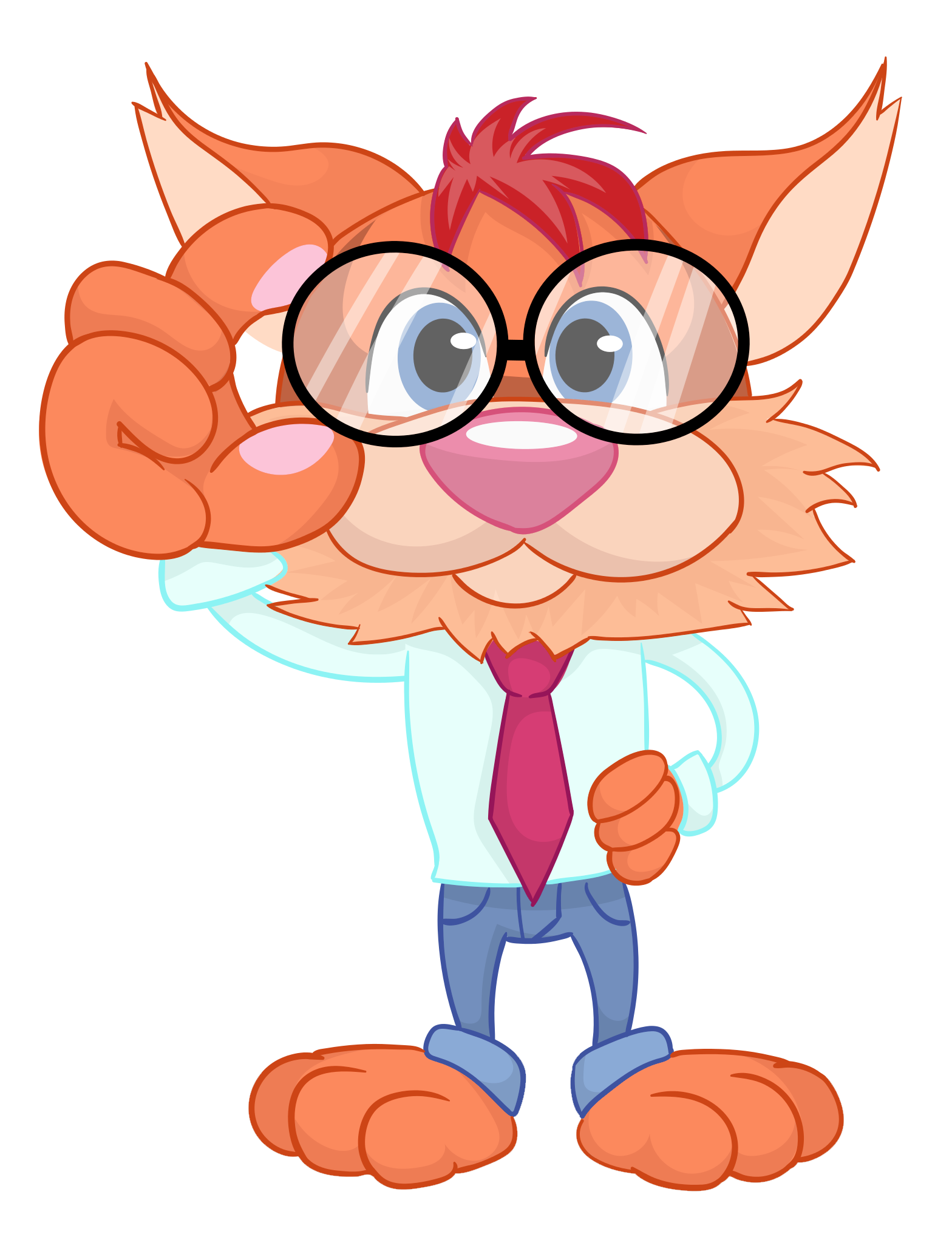 Cartoon Cat Business Attire Glasses