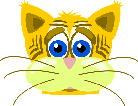 Cartoon Cat Face Illustration PNG with transparent background