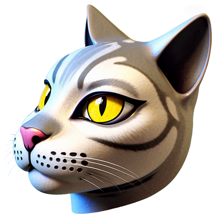 Cartoon Cat Head Graphic Png 06132024