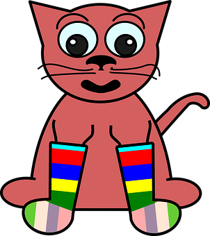 Cartoon Cat With Colorful Socks