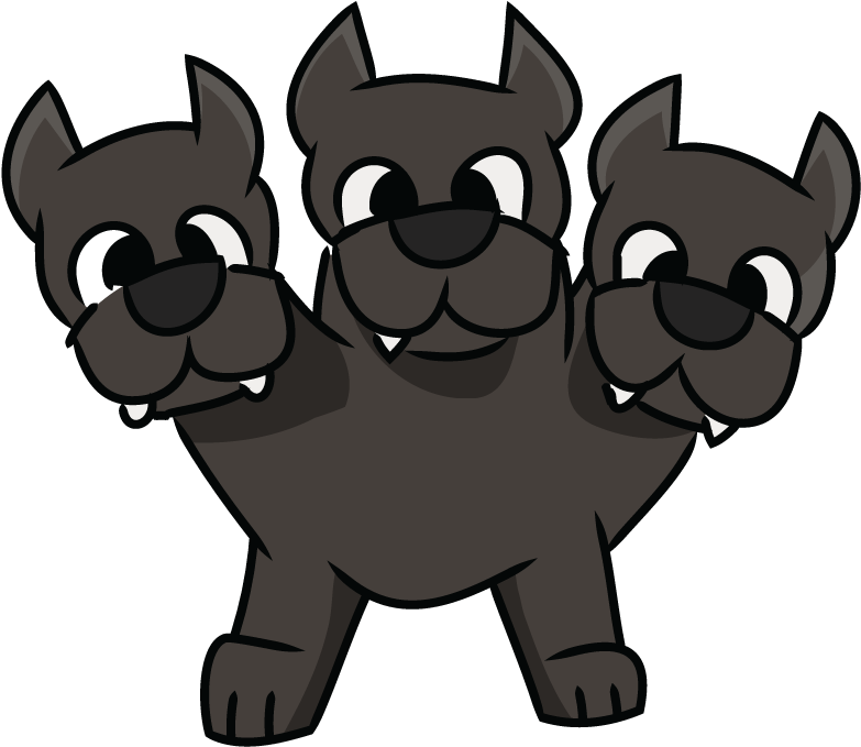 Cartoon Cerberus Three Heads