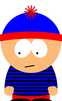 Cartoon Character Blue Hat Striped Shirt PNG with transparent background