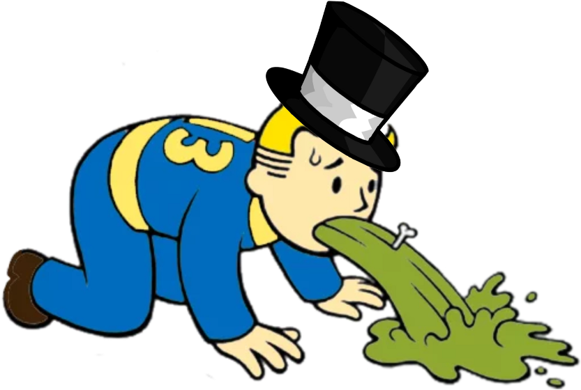 Cartoon Character Vomitingin Top Hat