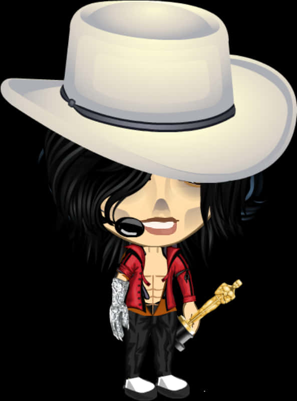 Cartoon Character With Fedora Hat PNG with transparent background
