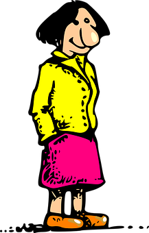 Cartoon Character Yellow Jacket Pink Skirt