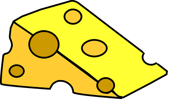 Cartoon Cheese Wedge Graphic PNG with transparent background