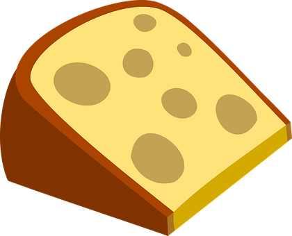 Cartoon Cheese Wedge Illustration PNG with transparent background