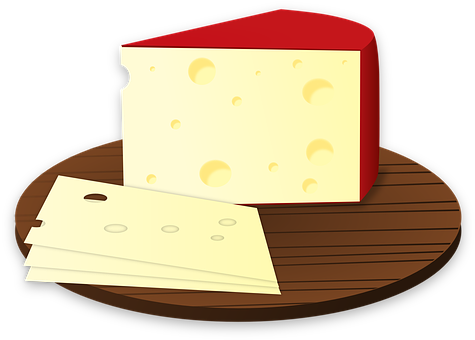 Cartoon Cheese Wedgeon Board PNG with transparent background