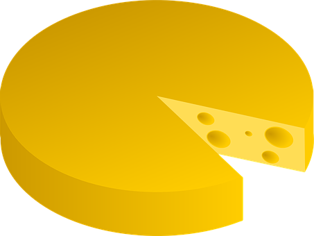 Cartoon Cheese Wheelwith Slice PNG with transparent background