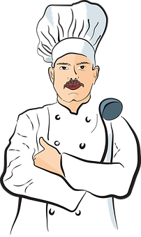 Cartoon Chef With Spoon PNG with transparent background
