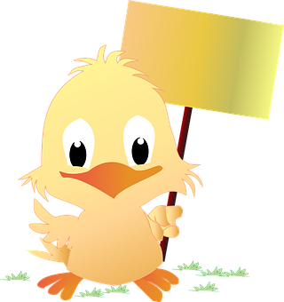 Cartoon Chick Holding Sign PNG image with a transparent background, free high-resolution download
