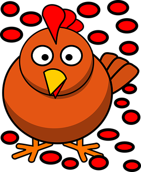 Cartoon Chicken Red Dots Background PNG with transparent background