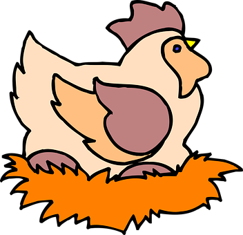 Cartoon Chickenin Nest PNG with transparent background