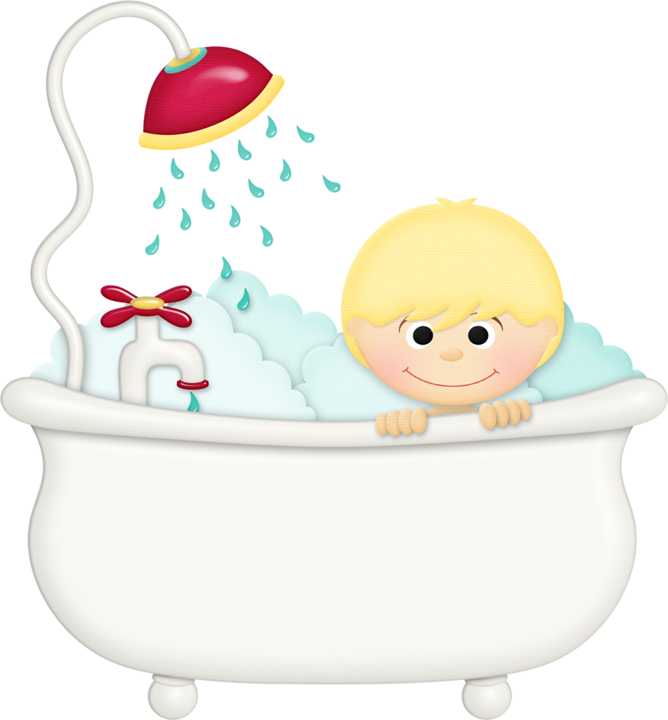 Cartoon Child Bathtime Fun