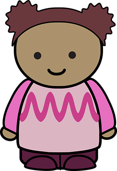 Cartoon Child Characterin Pink Clothes