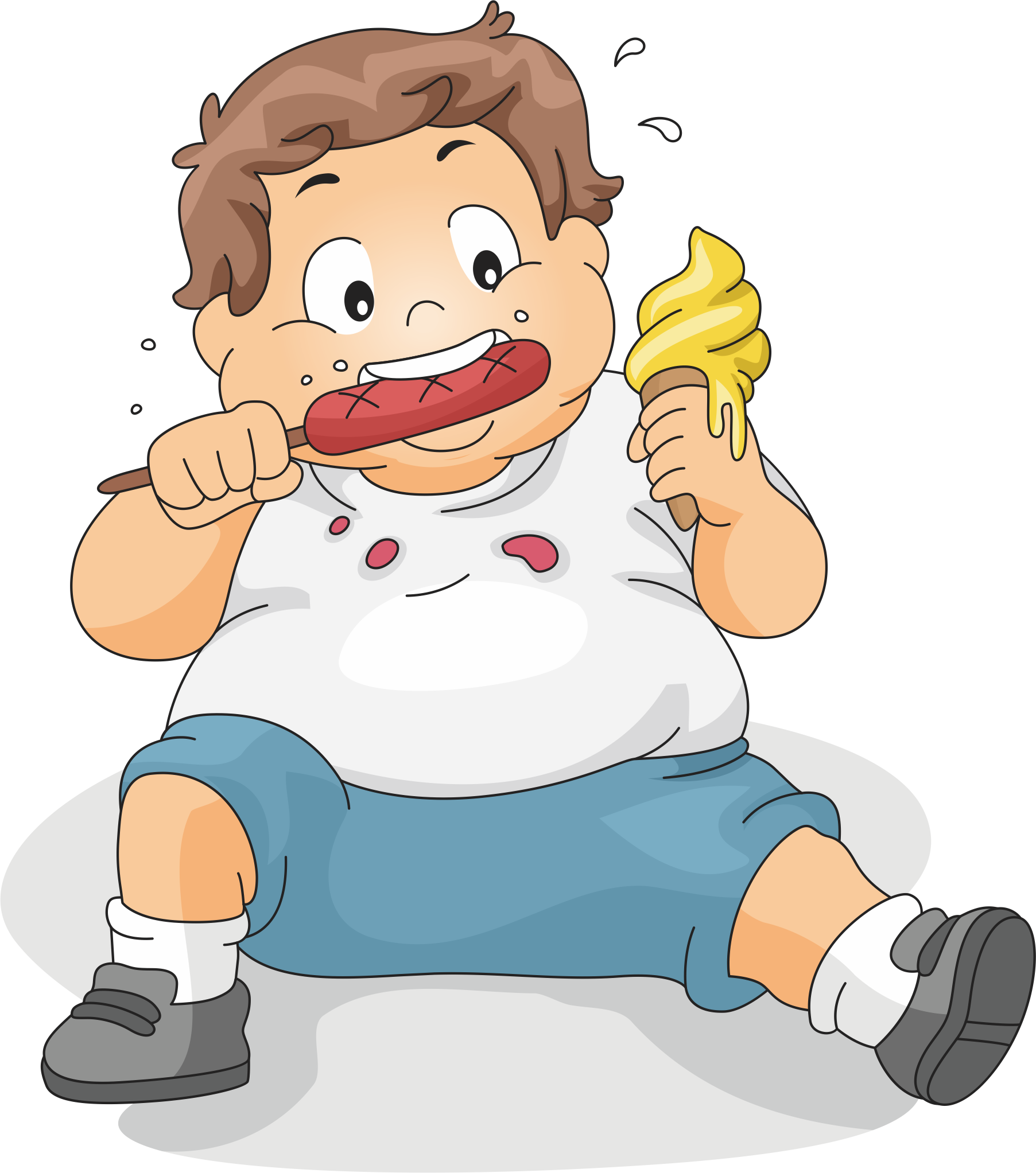 Cartoon Child Enjoying Ice Cream PNG with transparent background