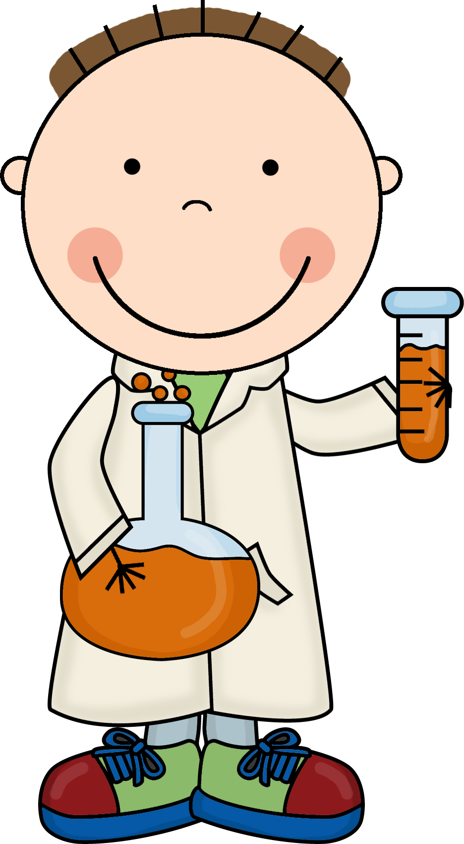 Cartoon Child Scientistwith Beakerand Flask PNG with transparent background
