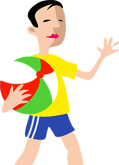 Cartoon Child With Beach Ball