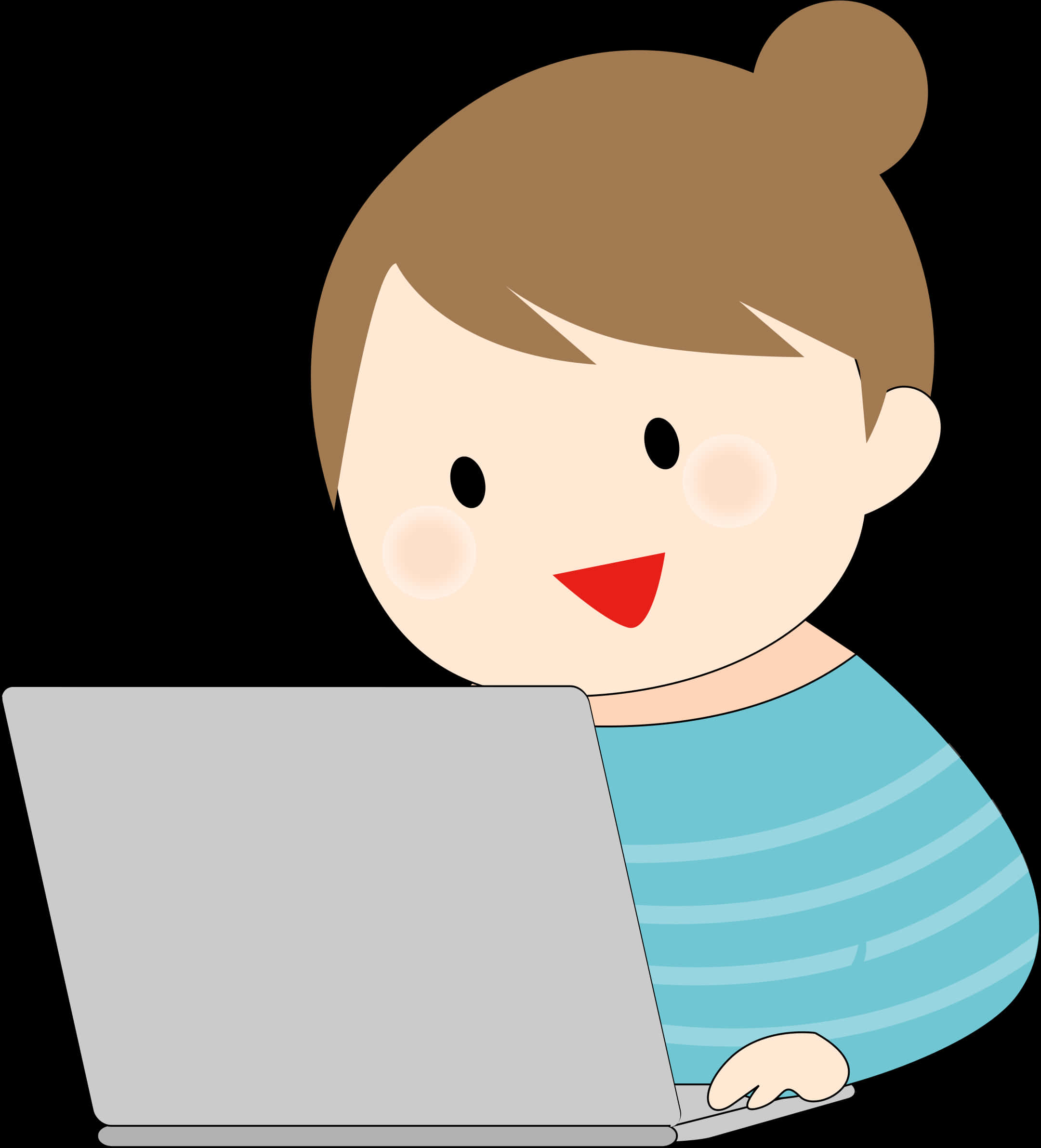 Cartoon Child With Laptop