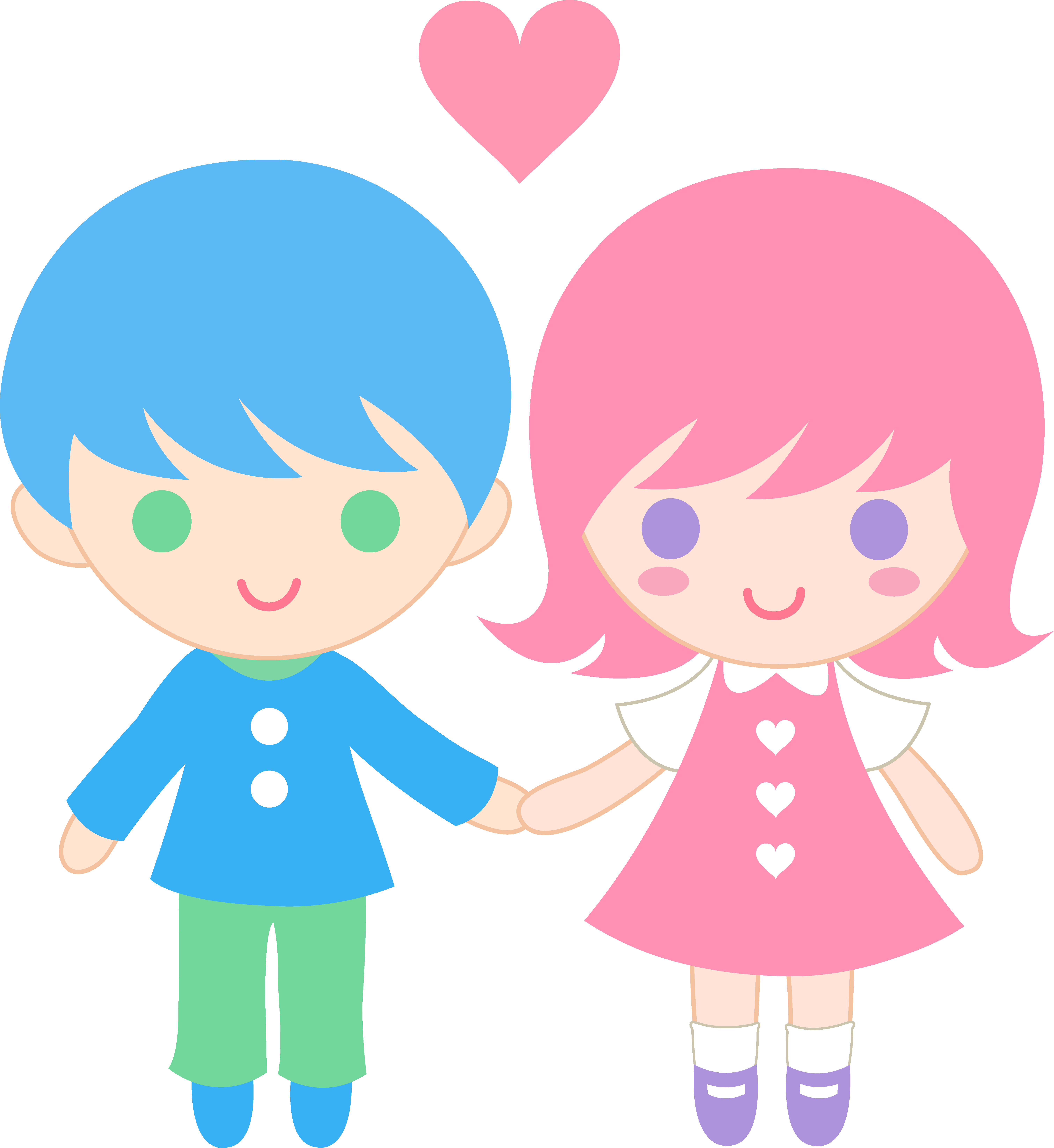 Cartoon Children Holding Hands